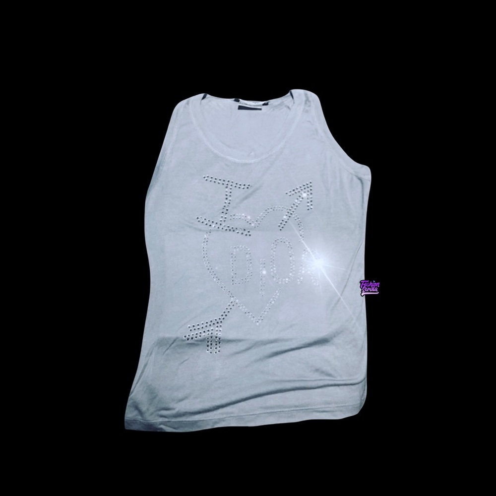 Christian Dior 2000s I heart Dior Cupid Arrow Diamanté Crystal Heart Tank Top - Picture 5 of 16